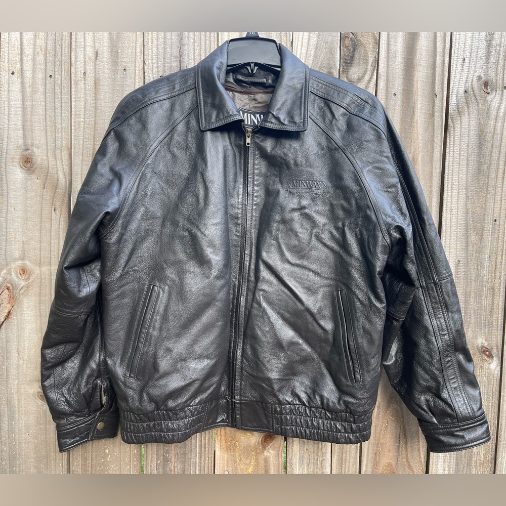 Men's Large Heavy Genuine 100% Leather Motorcycle Jacket Zip Out Liner Biker